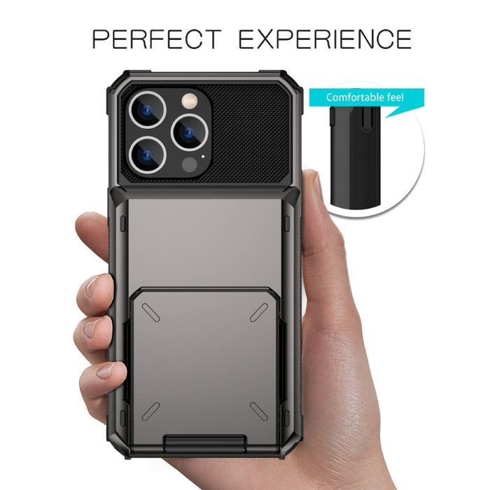 Estuche protector de armadura resistente resistente a los arañazos a prueba de golpes con ranura para tarjeta, For iPhone 14 Pro Max
