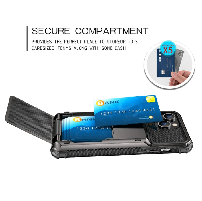Estuche protector de armadura resistente resistente a los arañazos a prueba de golpes con ranura para tarjeta, For iPhone 14 Pro Max
