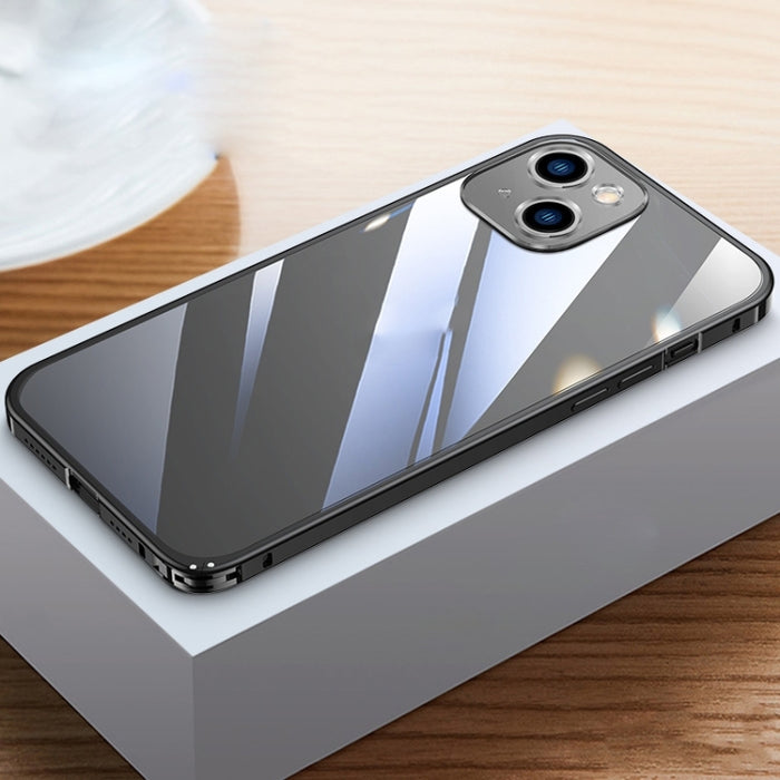 Caja de teléfono transparente con marco de metal HD