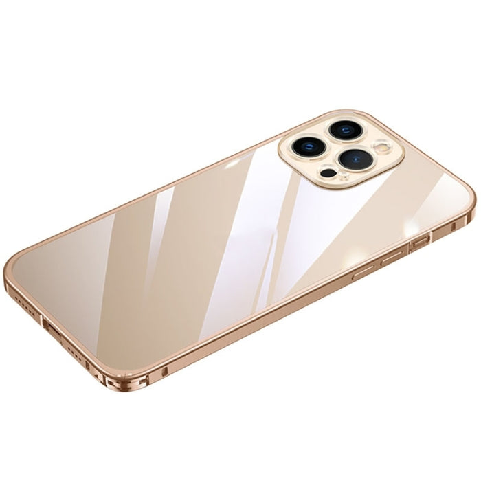 Caja de teléfono transparente con marco de metal HD