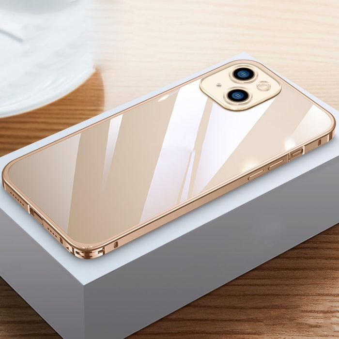 Caja de teléfono transparente con marco de metal HD