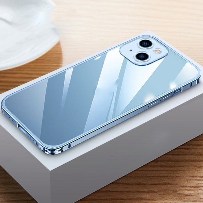 Caja de teléfono transparente con marco de metal HD