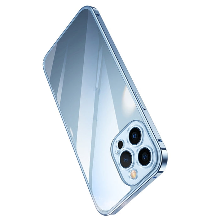 Caja de teléfono transparente con marco de metal HD