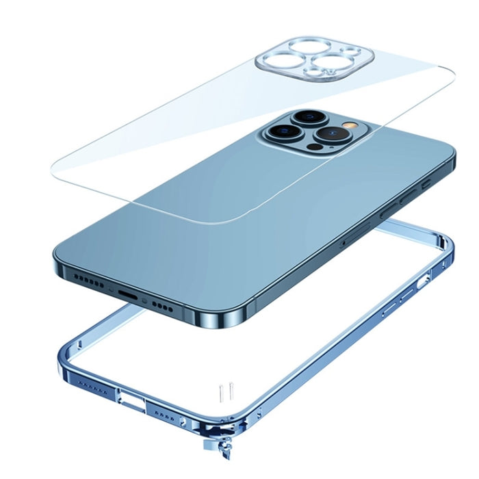 Caja de teléfono transparente con marco de metal HD