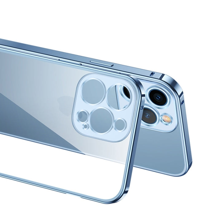 Caja de teléfono transparente con marco de metal HD