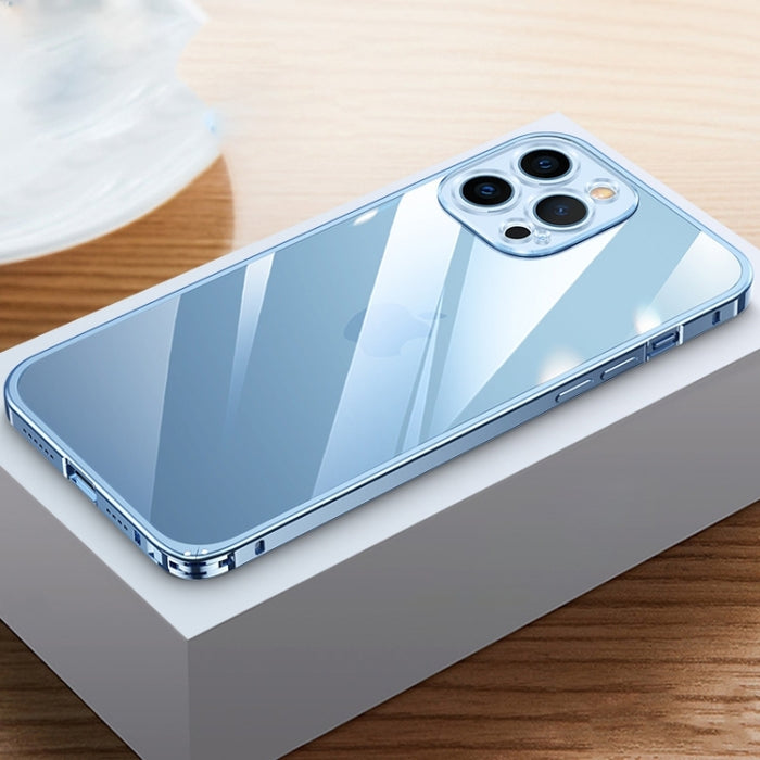 Caja de teléfono transparente con marco de metal HD