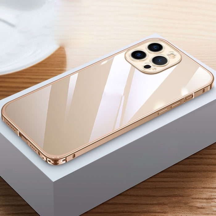 Caja de teléfono transparente con marco de metal HD