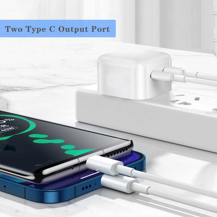 Cargador de puertos doble USB-C/Tipo-C PD de 50 W
