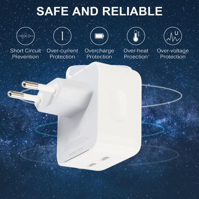 Cargador de puertos doble USB-C/Tipo-C PD de 50 W