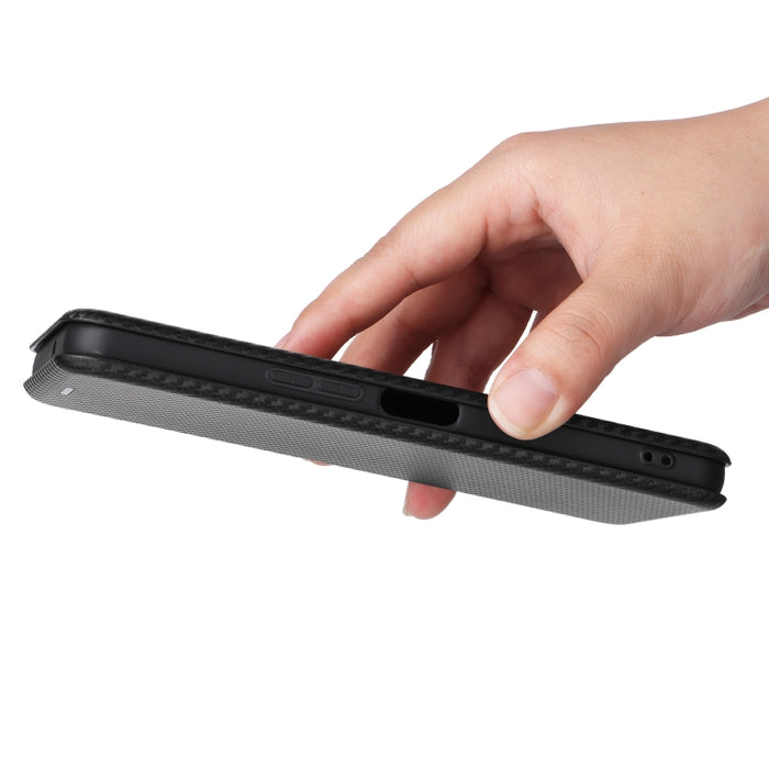 Caja de teléfono de cuero magnético con textura de fibra de carbono, For Tone E22, For vivo S12 5G / V23 5G, For Redmi Note 11T Pro / Note 11T Pro+ 5G, For Motorola Moto G42