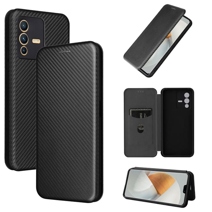 Caja de teléfono de cuero magnético con textura de fibra de carbono, For Tone E22, For vivo S12 5G / V23 5G, For Redmi Note 11T Pro / Note 11T Pro+ 5G, For Motorola Moto G42
