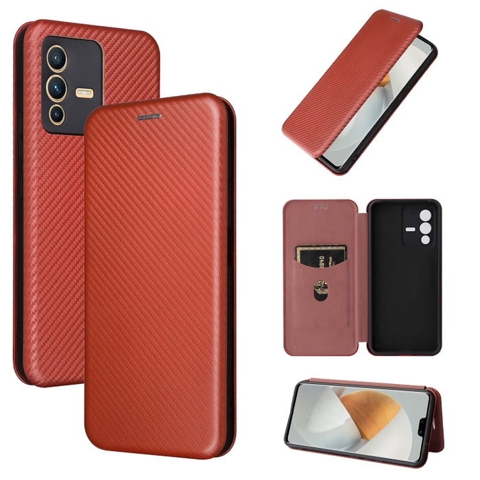 Caja de teléfono de cuero magnético con textura de fibra de carbono, For Tone E22, For vivo S12 5G / V23 5G, For Redmi Note 11T Pro / Note 11T Pro+ 5G, For Motorola Moto G42