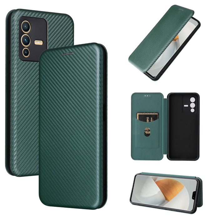 Caja de teléfono de cuero magnético con textura de fibra de carbono, For Tone E22, For vivo S12 5G / V23 5G, For Redmi Note 11T Pro / Note 11T Pro+ 5G, For Motorola Moto G42