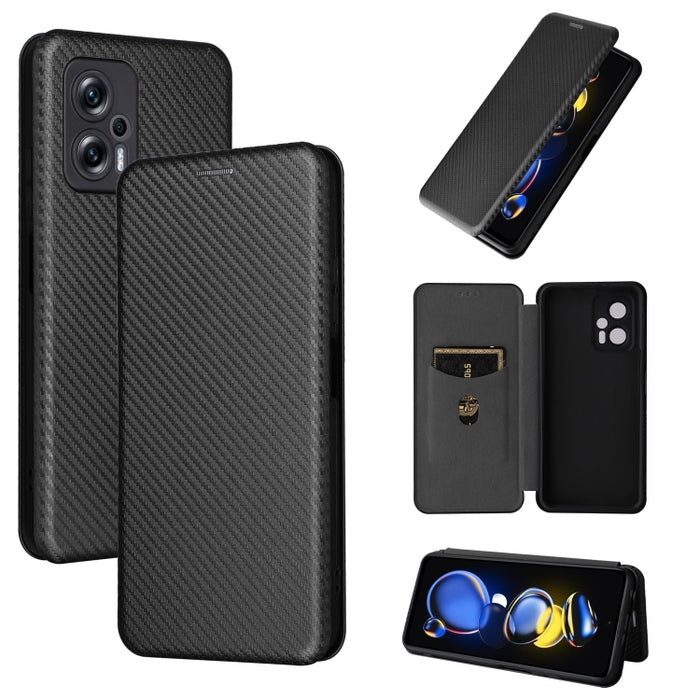 Caja de teléfono de cuero magnético con textura de fibra de carbono, For Tone E22, For vivo S12 5G / V23 5G, For Redmi Note 11T Pro / Note 11T Pro+ 5G, For Motorola Moto G42