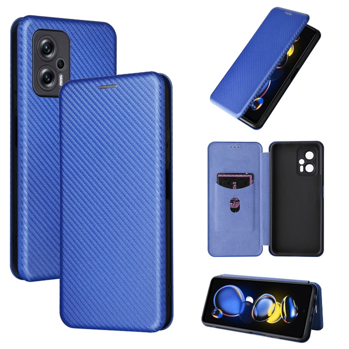 Caja de teléfono de cuero magnético con textura de fibra de carbono, For Tone E22, For vivo S12 5G / V23 5G, For Redmi Note 11T Pro / Note 11T Pro+ 5G, For Motorola Moto G42