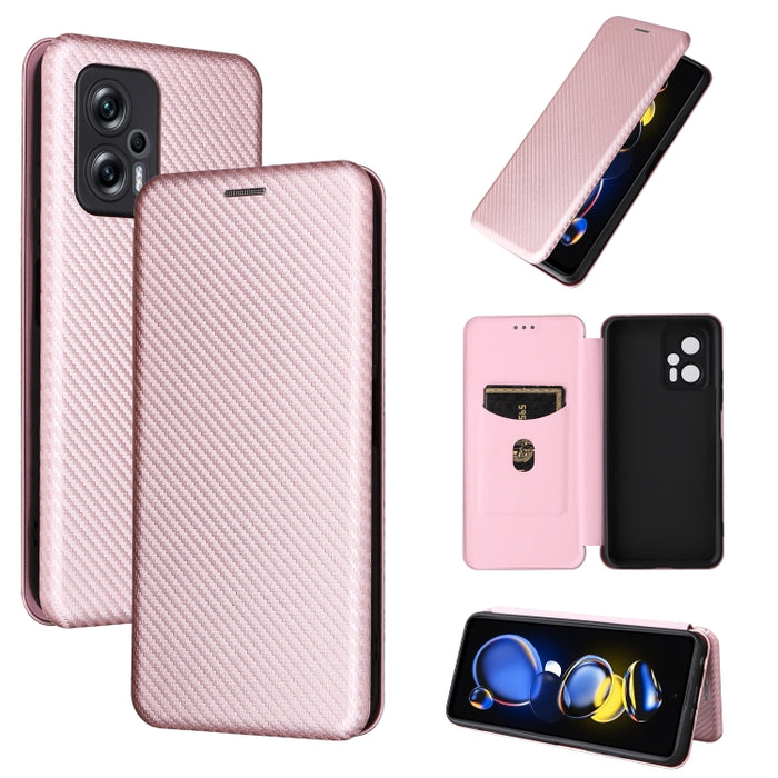 Caja de teléfono de cuero magnético con textura de fibra de carbono, For Tone E22, For vivo S12 5G / V23 5G, For Redmi Note 11T Pro / Note 11T Pro+ 5G, For Motorola Moto G42