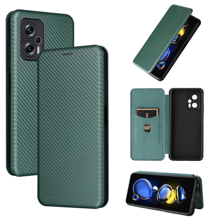 Caja de teléfono de cuero magnético con textura de fibra de carbono, For Tone E22, For vivo S12 5G / V23 5G, For Redmi Note 11T Pro / Note 11T Pro+ 5G, For Motorola Moto G42