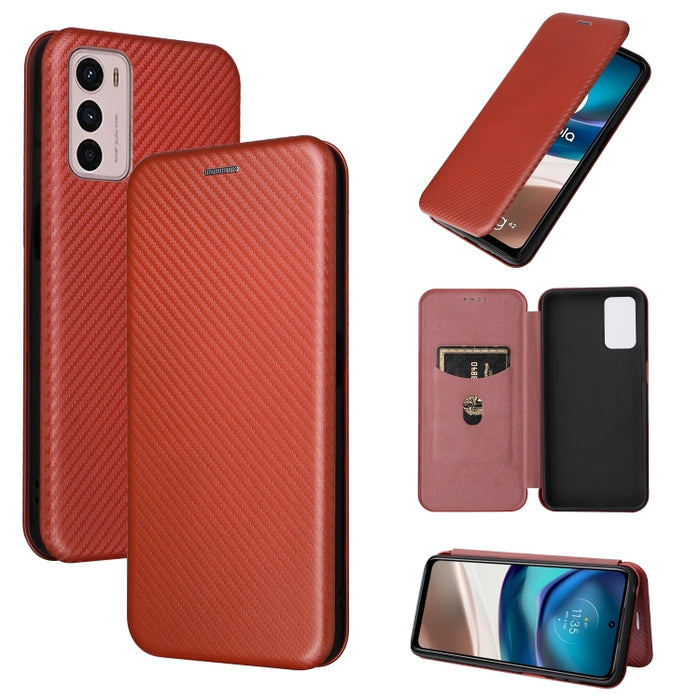 Caja de teléfono de cuero magnético con textura de fibra de carbono, For Tone E22, For vivo S12 5G / V23 5G, For Redmi Note 11T Pro / Note 11T Pro+ 5G, For Motorola Moto G42