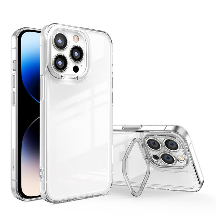 Estuche transparente para teléfono a prueba de golpes con soporte invisible
