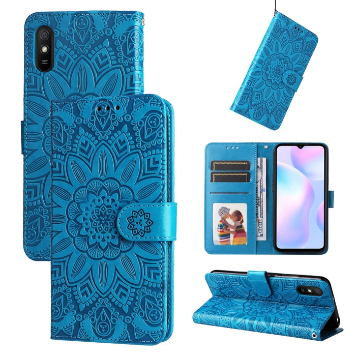 Estuche para teléfono de cuero con estampado de girasol en relieve, For Xiaomi Redmi 9A, For Xiaomi Redmi 9C / 10A, For Xiaomi Redmi 10C 4G, For Xiaomi Redmi K40 / K40 Pro / Xiaomi Poco F1, For Xiaomi Redmi K50 Gaming 5G, For Xiaomi Redmi Note 10 Pro 5...