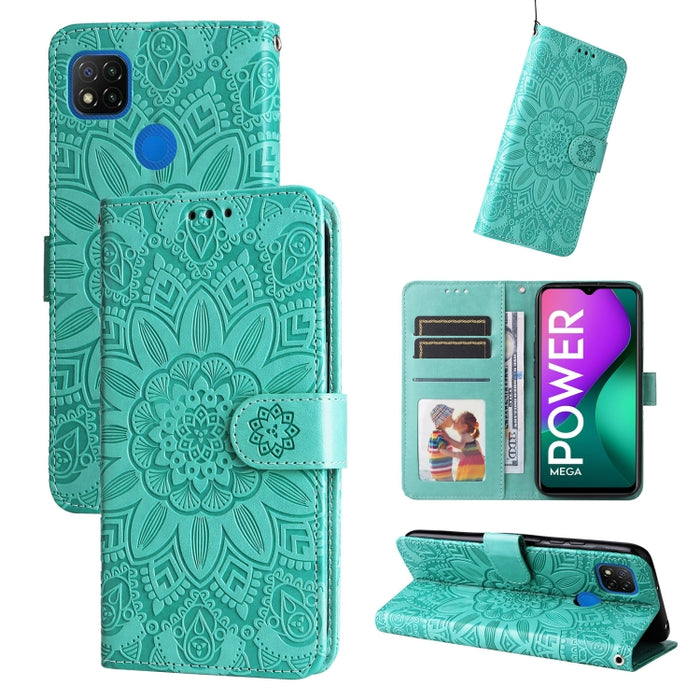 Estuche para teléfono de cuero con estampado de girasol en relieve, For Xiaomi Redmi 9A, For Xiaomi Redmi 9C / 10A, For Xiaomi Redmi 10C 4G, For Xiaomi Redmi K40 / K40 Pro / Xiaomi Poco F1, For Xiaomi Redmi K50 Gaming 5G, For Xiaomi Redmi Note 10 Pro 5...