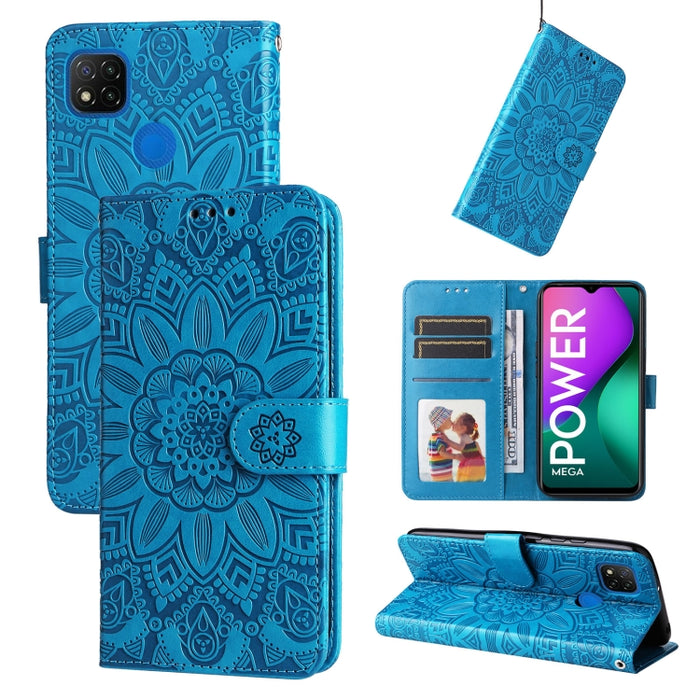 Estuche para teléfono de cuero con estampado de girasol en relieve, For Xiaomi Redmi 9A, For Xiaomi Redmi 9C / 10A, For Xiaomi Redmi 10C 4G, For Xiaomi Redmi K40 / K40 Pro / Xiaomi Poco F1, For Xiaomi Redmi K50 Gaming 5G, For Xiaomi Redmi Note 10 Pro 5...
