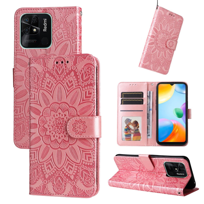 Estuche para teléfono de cuero con estampado de girasol en relieve, For Xiaomi Redmi 9A, For Xiaomi Redmi 9C / 10A, For Xiaomi Redmi 10C 4G, For Xiaomi Redmi K40 / K40 Pro / Xiaomi Poco F1, For Xiaomi Redmi K50 Gaming 5G, For Xiaomi Redmi Note 10 Pro 5...