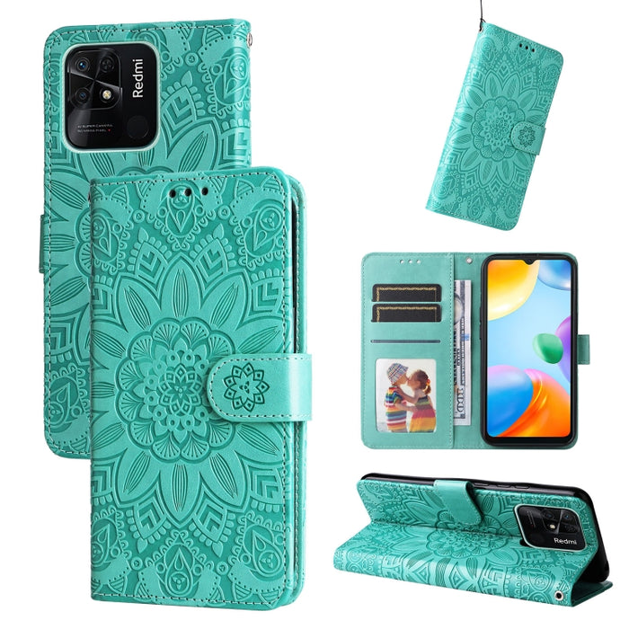Estuche para teléfono de cuero con estampado de girasol en relieve, For Xiaomi Redmi 9A, For Xiaomi Redmi 9C / 10A, For Xiaomi Redmi 10C 4G, For Xiaomi Redmi K40 / K40 Pro / Xiaomi Poco F1, For Xiaomi Redmi K50 Gaming 5G, For Xiaomi Redmi Note 10 Pro 5...