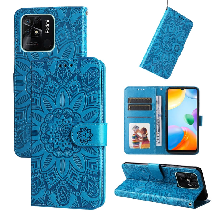 Estuche para teléfono de cuero con estampado de girasol en relieve, For Xiaomi Redmi 9A, For Xiaomi Redmi 9C / 10A, For Xiaomi Redmi 10C 4G, For Xiaomi Redmi K40 / K40 Pro / Xiaomi Poco F1, For Xiaomi Redmi K50 Gaming 5G, For Xiaomi Redmi Note 10 Pro 5...