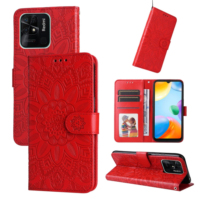 Estuche para teléfono de cuero con estampado de girasol en relieve, For Xiaomi Redmi 9A, For Xiaomi Redmi 9C / 10A, For Xiaomi Redmi 10C 4G, For Xiaomi Redmi K40 / K40 Pro / Xiaomi Poco F1, For Xiaomi Redmi K50 Gaming 5G, For Xiaomi Redmi Note 10 Pro 5...