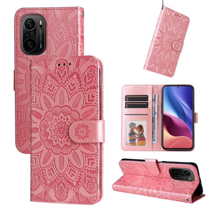 Estuche para teléfono de cuero con estampado de girasol en relieve, For Xiaomi Redmi 9A, For Xiaomi Redmi 9C / 10A, For Xiaomi Redmi 10C 4G, For Xiaomi Redmi K40 / K40 Pro / Xiaomi Poco F1, For Xiaomi Redmi K50 Gaming 5G, For Xiaomi Redmi Note 10 Pro 5...