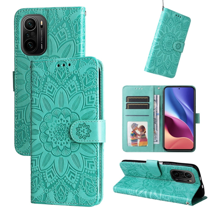 Estuche para teléfono de cuero con estampado de girasol en relieve, For Xiaomi Redmi 9A, For Xiaomi Redmi 9C / 10A, For Xiaomi Redmi 10C 4G, For Xiaomi Redmi K40 / K40 Pro / Xiaomi Poco F1, For Xiaomi Redmi K50 Gaming 5G, For Xiaomi Redmi Note 10 Pro 5...