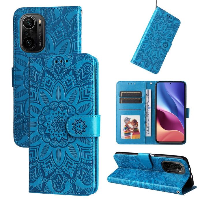 Estuche para teléfono de cuero con estampado de girasol en relieve, For Xiaomi Redmi 9A, For Xiaomi Redmi 9C / 10A, For Xiaomi Redmi 10C 4G, For Xiaomi Redmi K40 / K40 Pro / Xiaomi Poco F1, For Xiaomi Redmi K50 Gaming 5G, For Xiaomi Redmi Note 10 Pro 5...