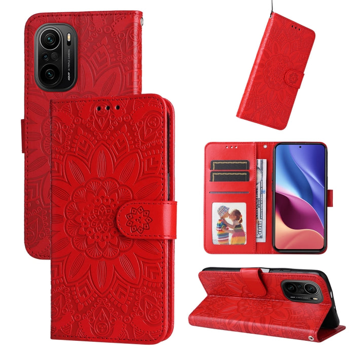 Estuche para teléfono de cuero con estampado de girasol en relieve, For Xiaomi Redmi 9A, For Xiaomi Redmi 9C / 10A, For Xiaomi Redmi 10C 4G, For Xiaomi Redmi K40 / K40 Pro / Xiaomi Poco F1, For Xiaomi Redmi K50 Gaming 5G, For Xiaomi Redmi Note 10 Pro 5...