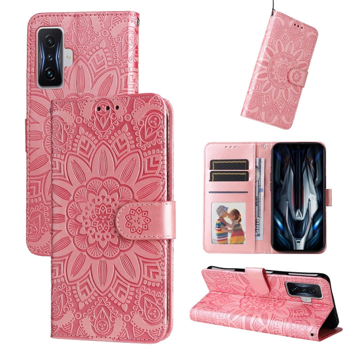 Estuche para teléfono de cuero con estampado de girasol en relieve, For Xiaomi Redmi 9A, For Xiaomi Redmi 9C / 10A, For Xiaomi Redmi 10C 4G, For Xiaomi Redmi K40 / K40 Pro / Xiaomi Poco F1, For Xiaomi Redmi K50 Gaming 5G, For Xiaomi Redmi Note 10 Pro 5...