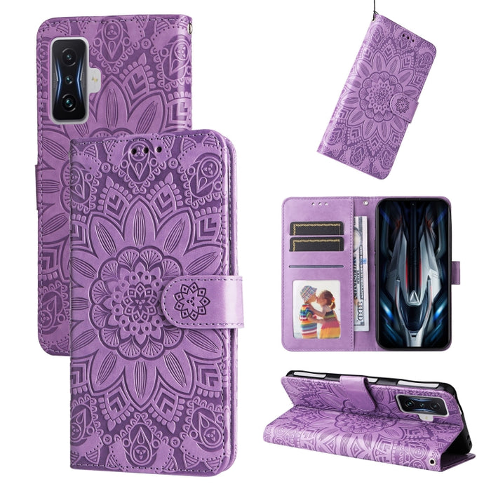 Estuche para teléfono de cuero con estampado de girasol en relieve, For Xiaomi Redmi 9A, For Xiaomi Redmi 9C / 10A, For Xiaomi Redmi 10C 4G, For Xiaomi Redmi K40 / K40 Pro / Xiaomi Poco F1, For Xiaomi Redmi K50 Gaming 5G, For Xiaomi Redmi Note 10 Pro 5...