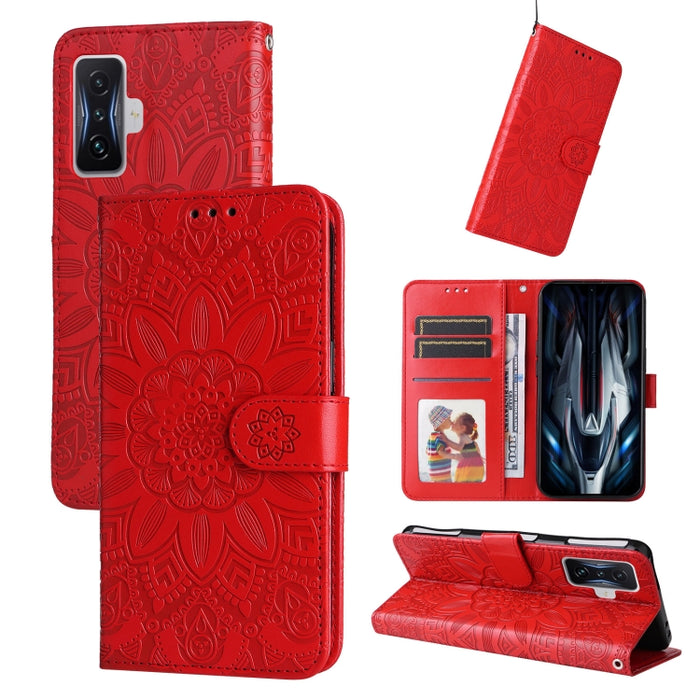 Estuche para teléfono de cuero con estampado de girasol en relieve, For Xiaomi Redmi 9A, For Xiaomi Redmi 9C / 10A, For Xiaomi Redmi 10C 4G, For Xiaomi Redmi K40 / K40 Pro / Xiaomi Poco F1, For Xiaomi Redmi K50 Gaming 5G, For Xiaomi Redmi Note 10 Pro 5...