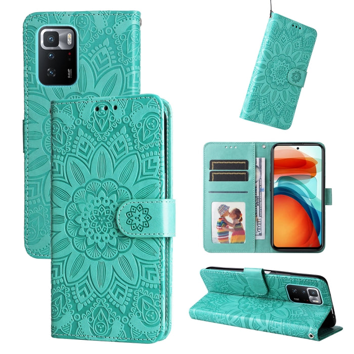 Estuche para teléfono de cuero con estampado de girasol en relieve, For Xiaomi Redmi 9A, For Xiaomi Redmi 9C / 10A, For Xiaomi Redmi 10C 4G, For Xiaomi Redmi K40 / K40 Pro / Xiaomi Poco F1, For Xiaomi Redmi K50 Gaming 5G, For Xiaomi Redmi Note 10 Pro 5...