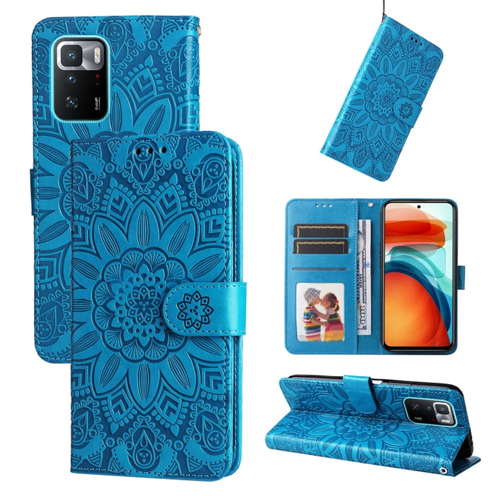 Estuche para teléfono de cuero con estampado de girasol en relieve, For Xiaomi Redmi 9A, For Xiaomi Redmi 9C / 10A, For Xiaomi Redmi 10C 4G, For Xiaomi Redmi K40 / K40 Pro / Xiaomi Poco F1, For Xiaomi Redmi K50 Gaming 5G, For Xiaomi Redmi Note 10 Pro 5...