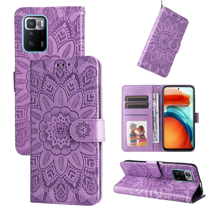 Estuche para teléfono de cuero con estampado de girasol en relieve, For Xiaomi Redmi 9A, For Xiaomi Redmi 9C / 10A, For Xiaomi Redmi 10C 4G, For Xiaomi Redmi K40 / K40 Pro / Xiaomi Poco F1, For Xiaomi Redmi K50 Gaming 5G, For Xiaomi Redmi Note 10 Pro 5...