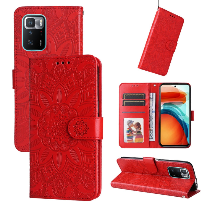 Estuche para teléfono de cuero con estampado de girasol en relieve, For Xiaomi Redmi 9A, For Xiaomi Redmi 9C / 10A, For Xiaomi Redmi 10C 4G, For Xiaomi Redmi K40 / K40 Pro / Xiaomi Poco F1, For Xiaomi Redmi K50 Gaming 5G, For Xiaomi Redmi Note 10 Pro 5...