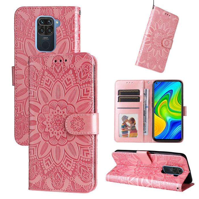Estuche para teléfono de cuero con estampado de girasol en relieve, For Xiaomi Redmi 9A, For Xiaomi Redmi 9C / 10A, For Xiaomi Redmi 10C 4G, For Xiaomi Redmi K40 / K40 Pro / Xiaomi Poco F1, For Xiaomi Redmi K50 Gaming 5G, For Xiaomi Redmi Note 10 Pro 5...