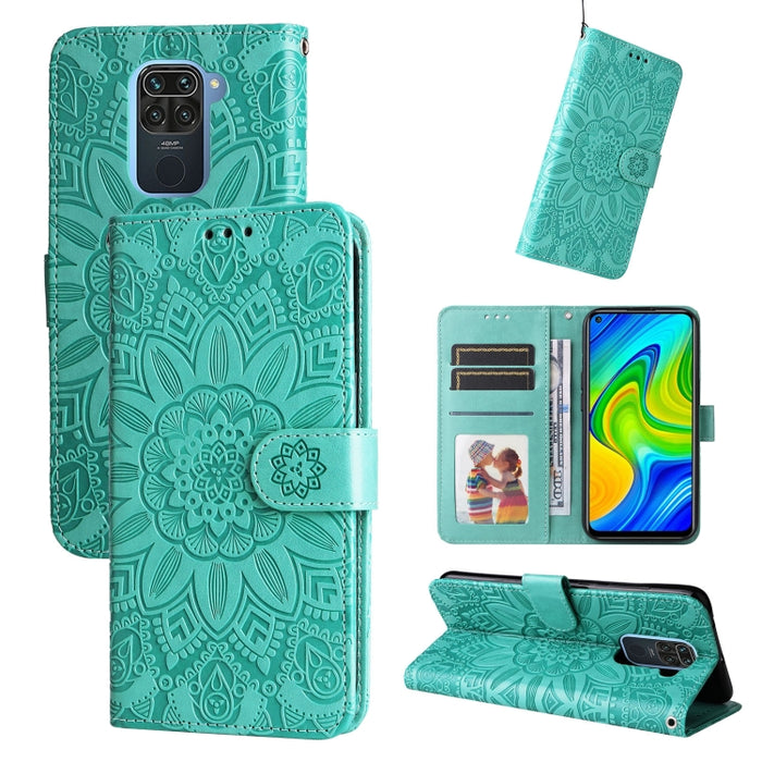 Estuche para teléfono de cuero con estampado de girasol en relieve, For Xiaomi Redmi 9A, For Xiaomi Redmi 9C / 10A, For Xiaomi Redmi 10C 4G, For Xiaomi Redmi K40 / K40 Pro / Xiaomi Poco F1, For Xiaomi Redmi K50 Gaming 5G, For Xiaomi Redmi Note 10 Pro 5...