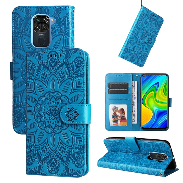 Estuche para teléfono de cuero con estampado de girasol en relieve, For Xiaomi Redmi 9A, For Xiaomi Redmi 9C / 10A, For Xiaomi Redmi 10C 4G, For Xiaomi Redmi K40 / K40 Pro / Xiaomi Poco F1, For Xiaomi Redmi K50 Gaming 5G, For Xiaomi Redmi Note 10 Pro 5...