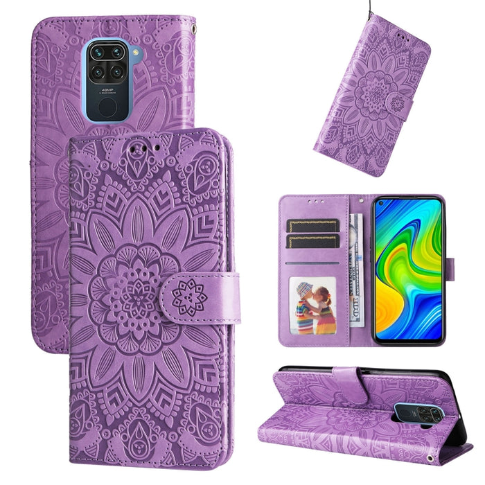 Estuche para teléfono de cuero con estampado de girasol en relieve, For Xiaomi Redmi 9A, For Xiaomi Redmi 9C / 10A, For Xiaomi Redmi 10C 4G, For Xiaomi Redmi K40 / K40 Pro / Xiaomi Poco F1, For Xiaomi Redmi K50 Gaming 5G, For Xiaomi Redmi Note 10 Pro 5...
