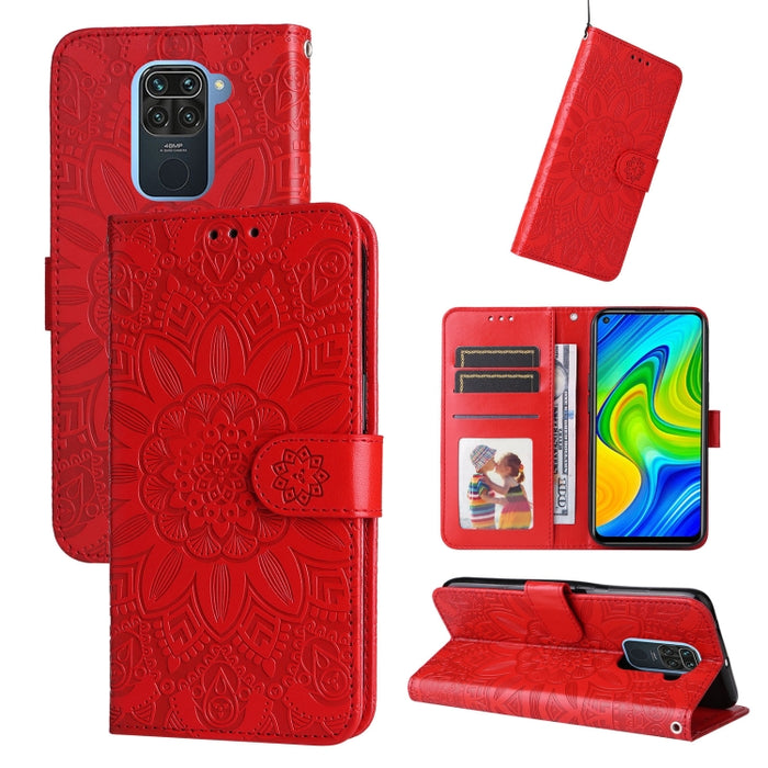 Estuche para teléfono de cuero con estampado de girasol en relieve, For Xiaomi Redmi 9A, For Xiaomi Redmi 9C / 10A, For Xiaomi Redmi 10C 4G, For Xiaomi Redmi K40 / K40 Pro / Xiaomi Poco F1, For Xiaomi Redmi K50 Gaming 5G, For Xiaomi Redmi Note 10 Pro 5...