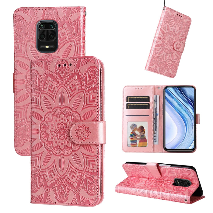Estuche para teléfono de cuero con estampado de girasol en relieve, For Xiaomi Redmi 9A, For Xiaomi Redmi 9C / 10A, For Xiaomi Redmi 10C 4G, For Xiaomi Redmi K40 / K40 Pro / Xiaomi Poco F1, For Xiaomi Redmi K50 Gaming 5G, For Xiaomi Redmi Note 10 Pro 5...