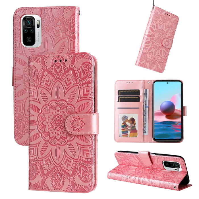 Estuche para teléfono de cuero con estampado de girasol en relieve, For Xiaomi Redmi 9A, For Xiaomi Redmi 9C / 10A, For Xiaomi Redmi 10C 4G, For Xiaomi Redmi K40 / K40 Pro / Xiaomi Poco F1, For Xiaomi Redmi K50 Gaming 5G, For Xiaomi Redmi Note 10 Pro 5...