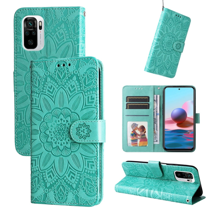 Estuche para teléfono de cuero con estampado de girasol en relieve, For Xiaomi Redmi 9A, For Xiaomi Redmi 9C / 10A, For Xiaomi Redmi 10C 4G, For Xiaomi Redmi K40 / K40 Pro / Xiaomi Poco F1, For Xiaomi Redmi K50 Gaming 5G, For Xiaomi Redmi Note 10 Pro 5...
