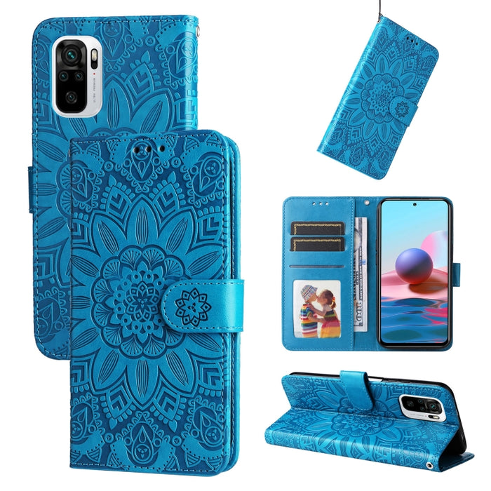 Estuche para teléfono de cuero con estampado de girasol en relieve, For Xiaomi Redmi 9A, For Xiaomi Redmi 9C / 10A, For Xiaomi Redmi 10C 4G, For Xiaomi Redmi K40 / K40 Pro / Xiaomi Poco F1, For Xiaomi Redmi K50 Gaming 5G, For Xiaomi Redmi Note 10 Pro 5...
